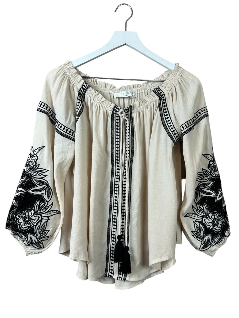 Astr The Label Embroidered Floral Boho Blouse Women Sz M